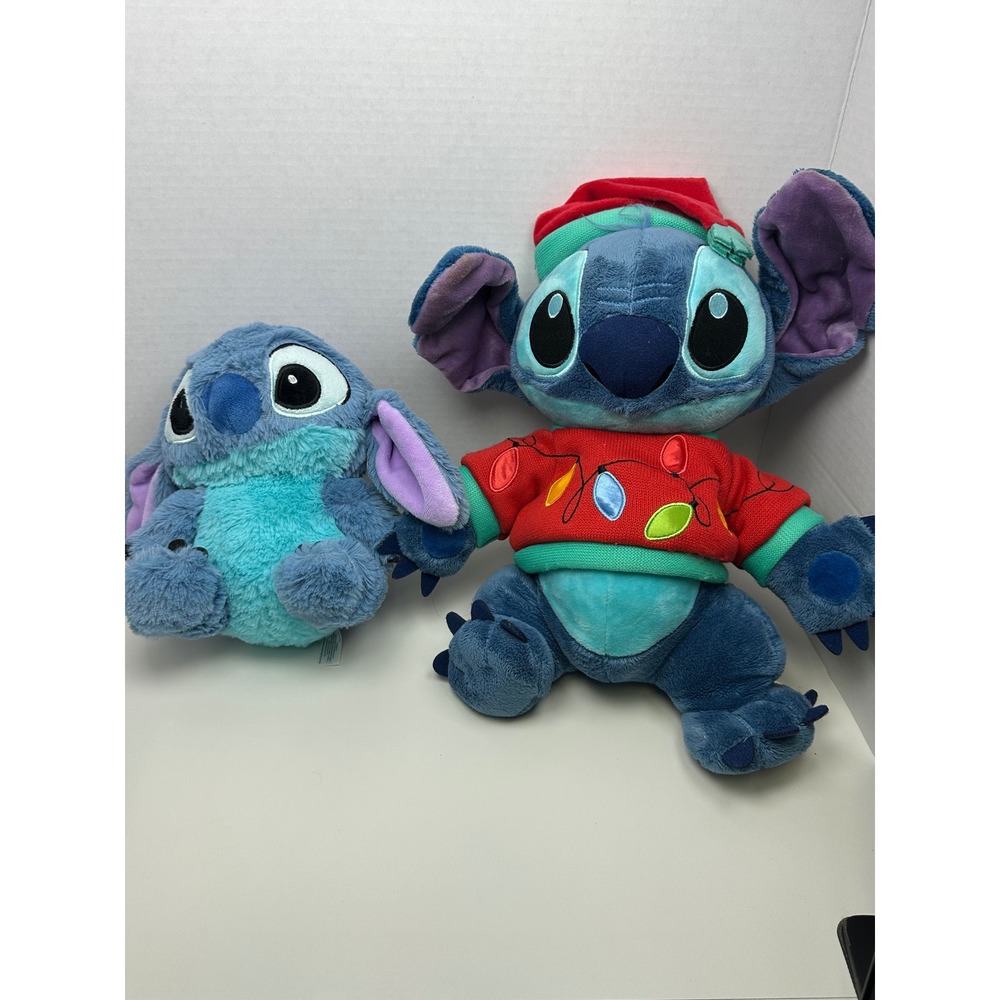 Disney Lilo & Stitch Plush Lot of 4 Christmas Sweater Bunny Holiday Lights Toy - Picture 2 of 11